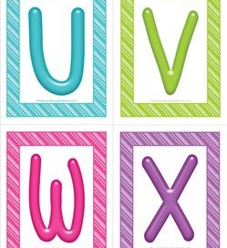 stripes and candy colorful letters - uppercase UVWX