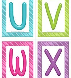 stripes and candy colorful letters - uppercase UVWX