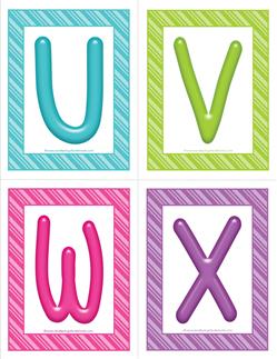 stripes and candy colorful letters - uppercase UVWX