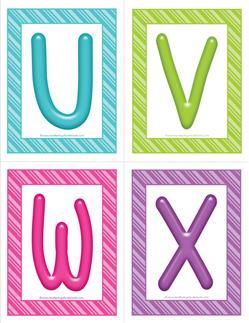 stripes and candy colorful letters - uppercase UVWX