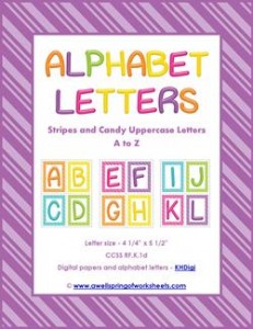 stripes and candy colorful letters uppercase - entire set