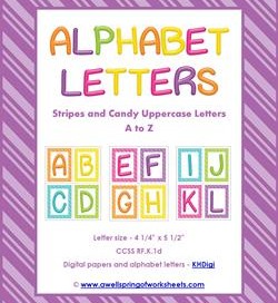 stripes and candy colorful letters uppercase - entire set