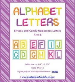 stripes and candy colorful letters uppercase - entire set