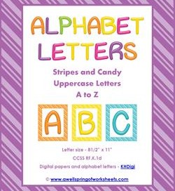 stripes and candy colorful letters uppercase whole set