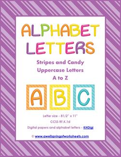 stripes and candy colorful letters uppercase whole set