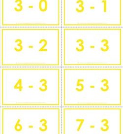 subtraction flash cards - 3s - 0-10 - color