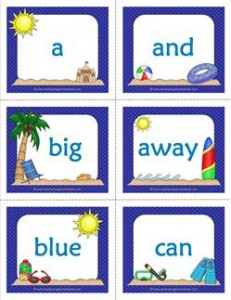 summer dolch sight word flashcards pre-primer