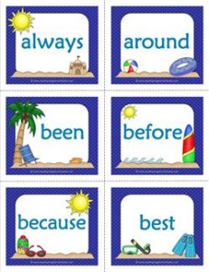 summer dolch sight word flashcards second grade