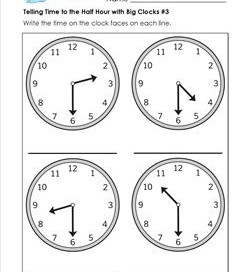 Telling Time to the Half Hour with Big Clocks #3