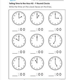 telling time to the hour worksheets for first grade