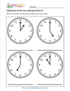 Telling Time to the Hour with Big Clocks #1
