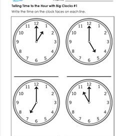 Telling Time to the Hour with Big Clocks #1