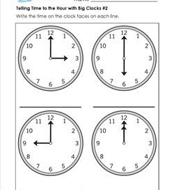 Telling Time to the Hour with Big Clocks #2