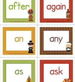 thanksgiving dolch sight word flashcards first grade