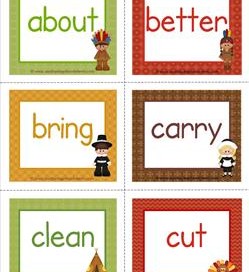 thanksgiving dolch sight word flashcards third grade