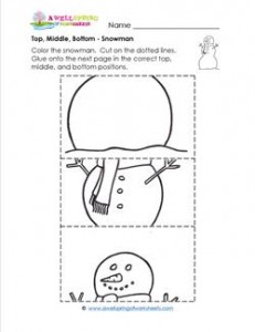 Top, Middle, Bottom - Snowman - Positional Words