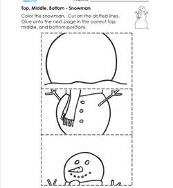 Top, Middle, Bottom - Snowman - Positional Words