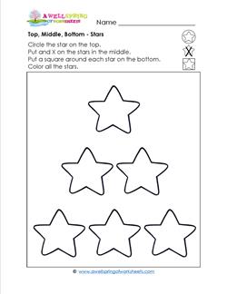 Top, Middle, Bottom - Stars - Positional Words