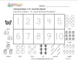 tracing numbers 1-10 count the objects