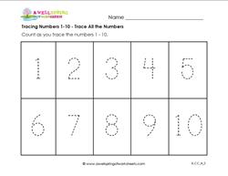 tracing numbers 1-10 trace all the numbers