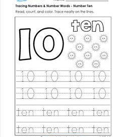 tracing numbers and number words - number 10