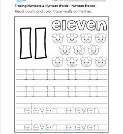 tracing numbers and number words - Number 11