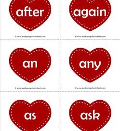 valentine hearts dolch sight word flashcards first grade