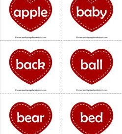 valentine hearts dolch sight word flashcards nouns