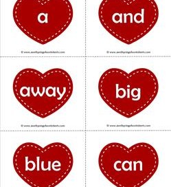 valentine hearts dolch sight word flashcards pre-primer