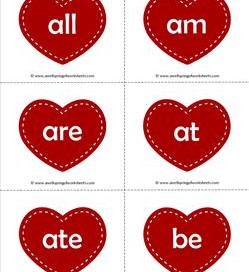 valentine hearts dolch sight word flashcards primer