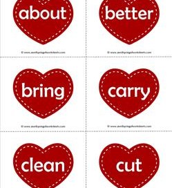 valentine hearts dolch sight word flashcards third grade