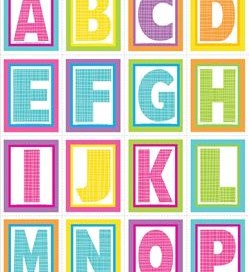 very small alphabet letters - plaid and polka dot - A-P