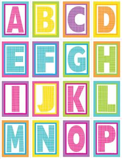 very small alphabet letters - plaid and polka dot - A-P