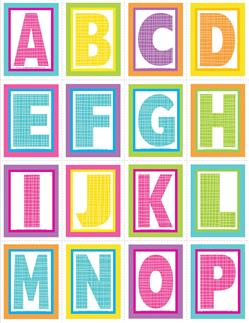 very small alphabet letters - plaid and polka dot - A-P