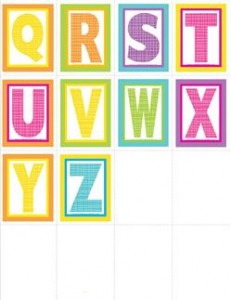 very small alphabet letters - plaid and polka dot - Q-Z