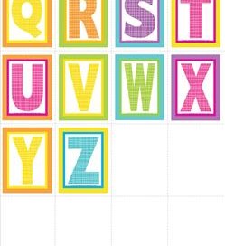 very small alphabet letters - plaid and polka dot - Q-Z