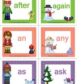 winter dolch sight word flashcards