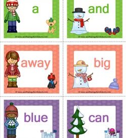 winter dolch sight word flashcards