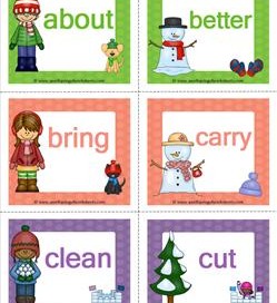 winter dolch sight word flashcards