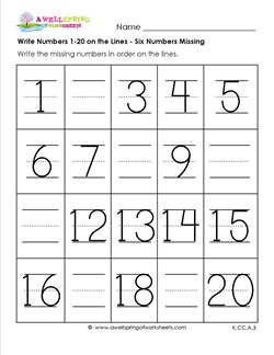 FREE Printable Numbers 1 to 20 Worksheets