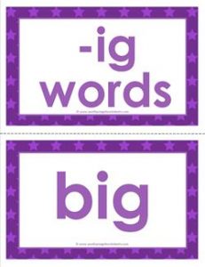 cvc word cards -ig words - ig word family - cvc words