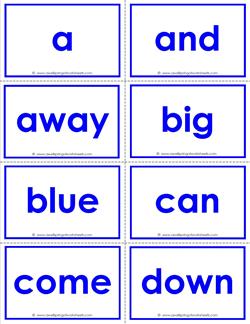 dolch sight word flash cards - pre-primer sight words flashcards