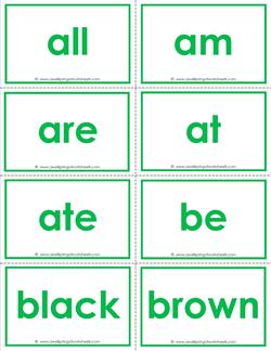 dolch sight word flash cards - primer - kindergarten sight words flashcards