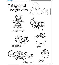 Things That Begin With A - Alphabet Printables