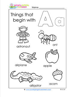 Things That Begin With A - Alphabet Printables
