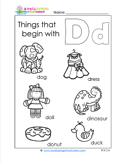 Things That Begin With D - Alphabet Printables