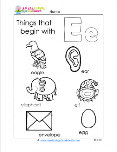 Things That Begin With E - Alphabet Printables