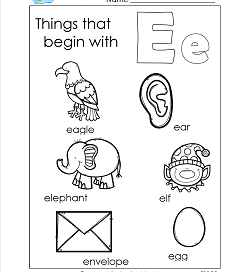 Things That Begin With E - Alphabet Printables