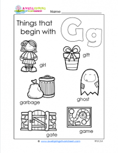 Things That Begin With G - Alphabet Printables
