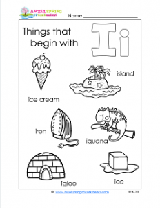 Things That Begin With I - Alphabet Printables